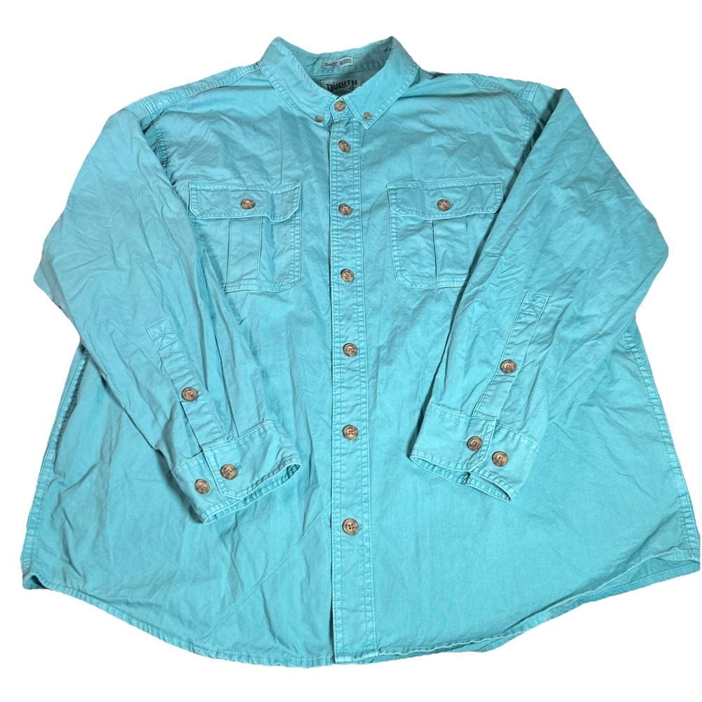 Duluth Trading Co Men's XL Duluth Untucked Great Lakes Washed Shirt Blue Comfort - Picture 2 of 6
